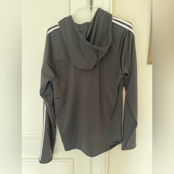 Brand new Adidas track top hoodie with signature 3 stripes - Picture 3 of 4